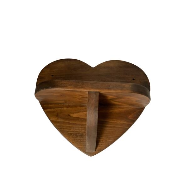Vintage Wooden Heart Wall Shelf 70s 80s Handmade Country Farmhouse Cottage - Picture 2 of 7